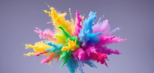 Fototapeta premium Vibrant multicolored powder cloud burst, isolated, design, colorful powder