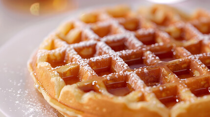 Close-Up of Golden Brown Waffle Perfect for Breakfast or Brunch
