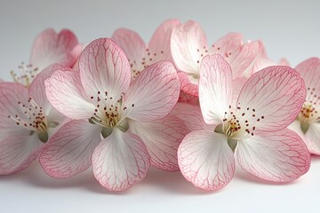 Obraz premium A beautiful arrangement of delicate pink and white flowers showcasing intricate details and textures, perfect for spring themes.