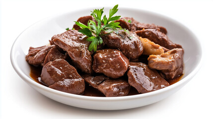beef rice dish isolated on white back ground