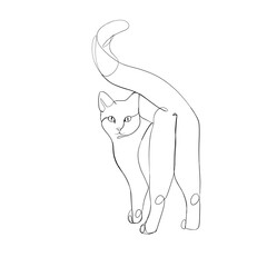Minimalist cat - line art. 2. Кот в минималистичном стиле – линия искусства. 2.