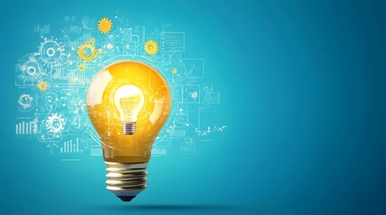 a close up of a light bulb with a blue background