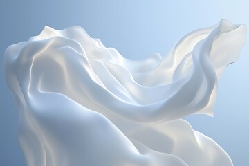 Obraz premium White abstract background. Fluttering white scarf. Waving on the wind white fabric. 3D illustration. white cloth fabric textile wind