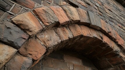 Rustic Brown and Red Stone Archway Closeup