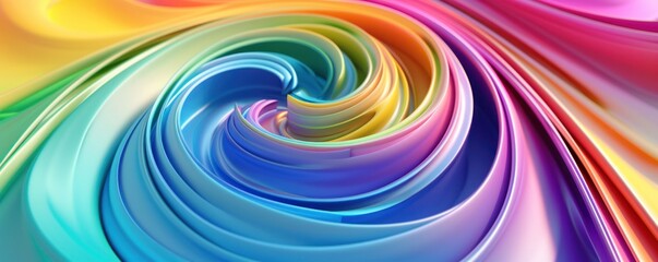 Obraz premium Colors backgrounds curves spiral 3d rendering wave round swirl spin spectrum curl colourful circle flowing dynamic ripple rotation illuminated illustration high resolution.