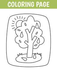 Summer coloring page. Printable worksheet with solution for school and preschool. Vector cartoon illustration.