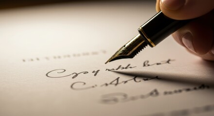 Fototapeta premium Writing Letter with Fountain Pen on Paper for Personal Message