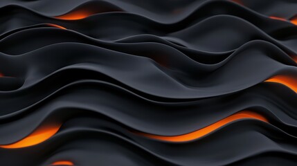 Obraz premium Dynamic abstract orange waves flowing on a dark background, modern and vibrant design