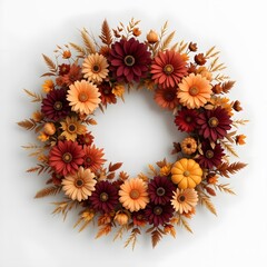Autumnal Paper Flower Wreath with Pumpkins: A Festive Fall Decoration