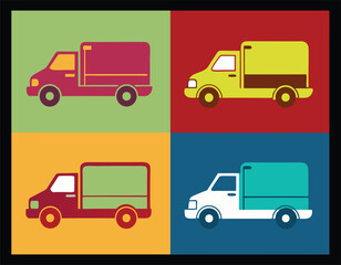 A simple colorful vector illustration of a delivery truck &zwj;set motion with a stylized design