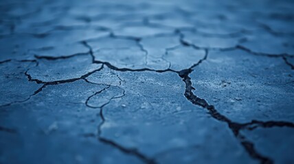 Obraz premium Dark Blue Cracked Earth Texture: Arid Land Close Up