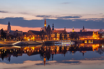 Evening view of the old town. Wroclaw, Poland.