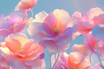Beautiful Delicate Pink Flowers Blooming in Soft Pastel Colors