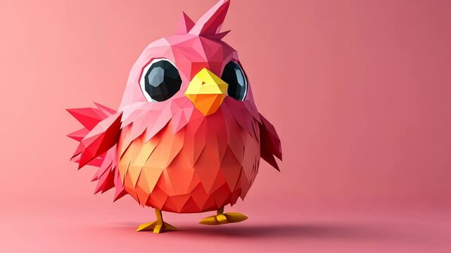 Cute 3D Low-Poly Cartoon Bird Illustration Vector Art featuring a Funny Parrot and Duck in Colorful Nature Design