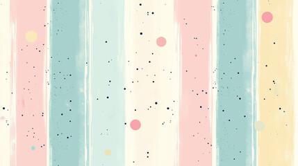 Seamless Pastel Stripe Pattern with Polka Dots and Brush Texture