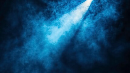 Fototapeta premium Dramatic blue smoky stage lighting