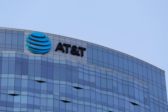 Mexico City, Mexico - December 28, 2020: AT&T telecommunications company skyscraper is seen during a sunny afternoon in Paseo de La Reforma avenue.