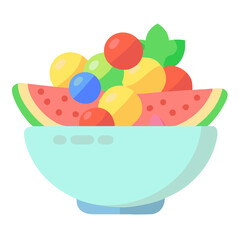 Colorful Fruit Salad Bowl Illustration,fruit salad, healthy food, fresh fruits