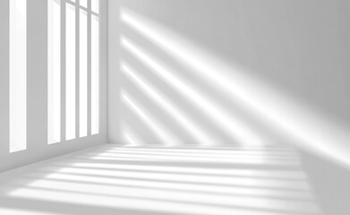 Obraz premium Bright White Empty Room with Light Rays From Window Creates Minimalist Space
