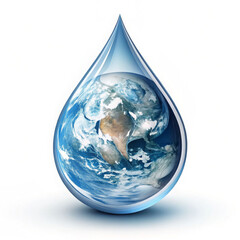 Fototapeta premium Earth Day 2025 concept, A water droplet encapsulates the Earth, symbolizing the connection between water and our planet's health.