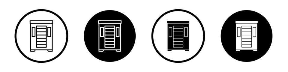 Infrared heat cabin icons symbol. Flat and line design style.
