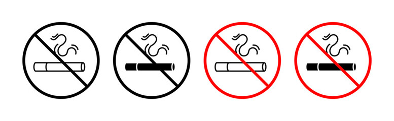 No smoking icon editable vector set © Creatives