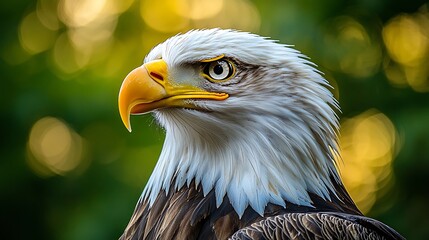 Obraz premium Majestic bald eagle portrait, close-up view.