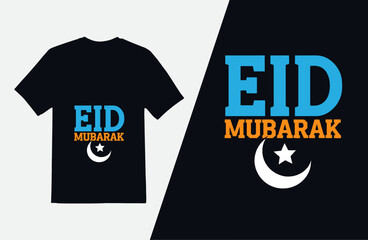 Eid Mubarak T-Shirt Design, Eid T-Shirt Template, Vector Illustration