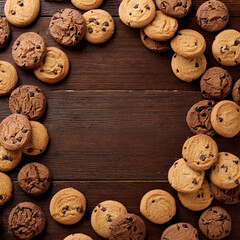 cookies arranged around with a space in the middle for inserting text to post on social media.