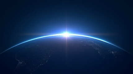 Obraz premium Stunning view of Earth from space at sunrise, showcasing glowing atmosphere and continents