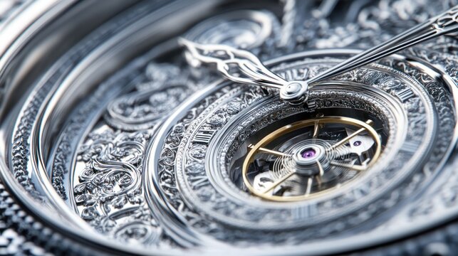 Intricate Silver Clockwork Mechanism: A Masterpiece of Horological Art