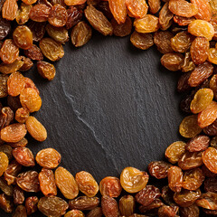 raisin arranged around with a space in the middle for inserting text to post on social media.