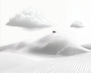 Lone Tree with Minimalist Landscape.