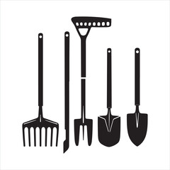 Gardening Tools Set silhouette
