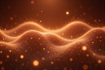 Abstract Golden Sparkling Sand Waves Background with Bokeh Lights. Festive Glitter Texture.