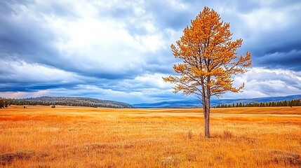 Obraz premium Vibrant Autumn Landscape in Yellowstone National Park, Wyoming, USA
