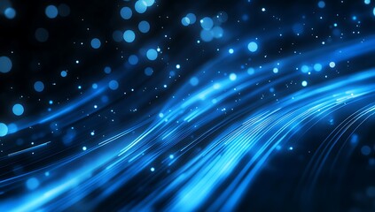 Obraz premium abstract visualization of high-speed data flow with glowing blue streams and particles on a dark backdrop