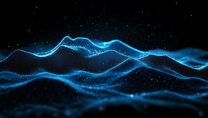 Abstract Blue Waves Sparkle Particle Background