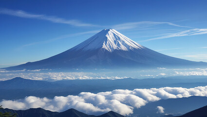 mount fuji in winter