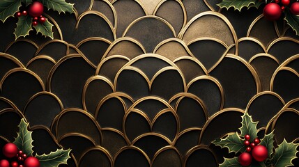 Elegant Gold and Black Scaled Festive Design