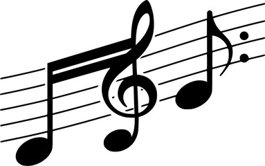 Black sheet music melody with musical notes. Musical note wave element collection. Musical notes stave silhouette