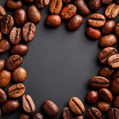 coffee bean arranged around with a space in the middle for inserting text to post on social media.