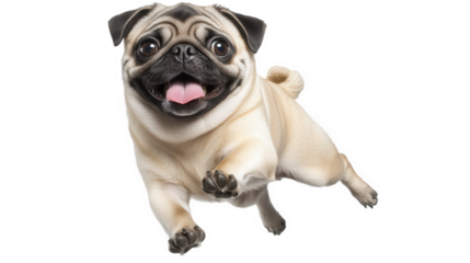 Playful Pug in Mid-Air