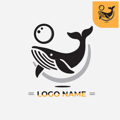 Modern Whale Logo – Minimalist Marine Animal Icon for Eco, Ocean-Themed, or Seafood Branding