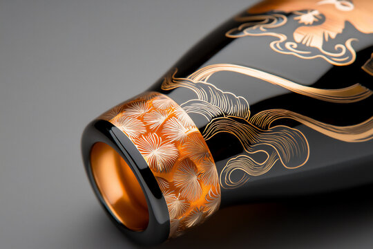 P A beautifully crafted lacquerware sake bott