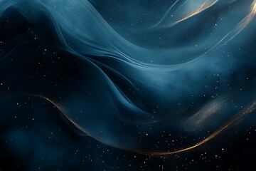 Obraz premium Abstract Flowing Dark Blue Gold.