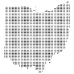 Black Dot Map of Ohio with Transparent Background