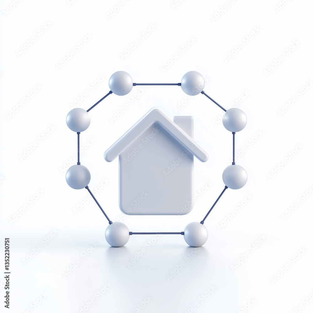 Poster conceptual representation of a smart home network with interconnected devices and technology element