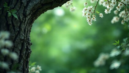 Fototapeta premium Serene Spring Blossoms and Tree Bark Nature Photography
