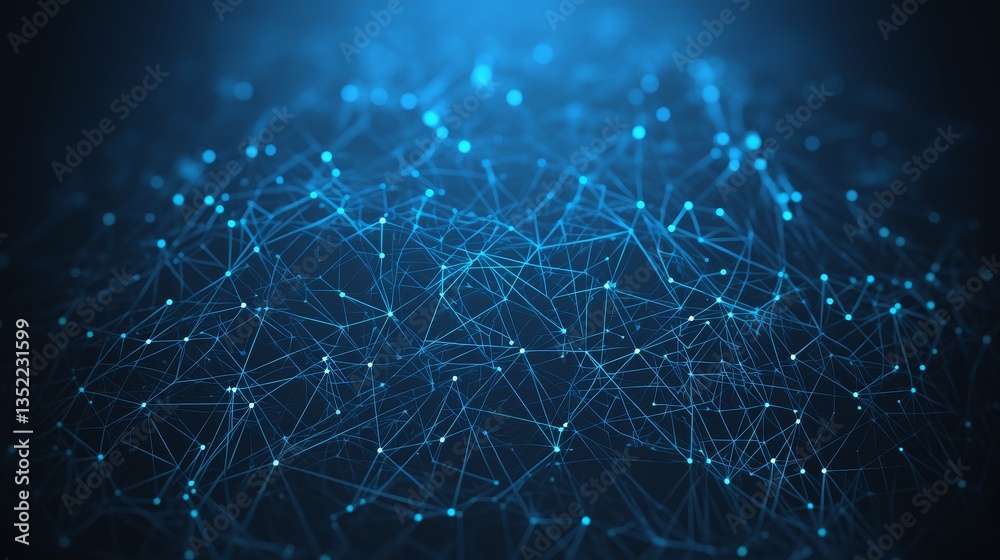 Poster abstract representation of interconnected blue lines and nodes on a dark background, symbolizing dat
